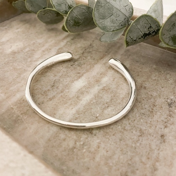 925 Sterling Silver Chunky Bangle Bracelet Thick Cuff Bracelet - Picture 3 of 5